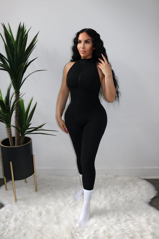 Second Skin sleeve less jumpsuit | Black