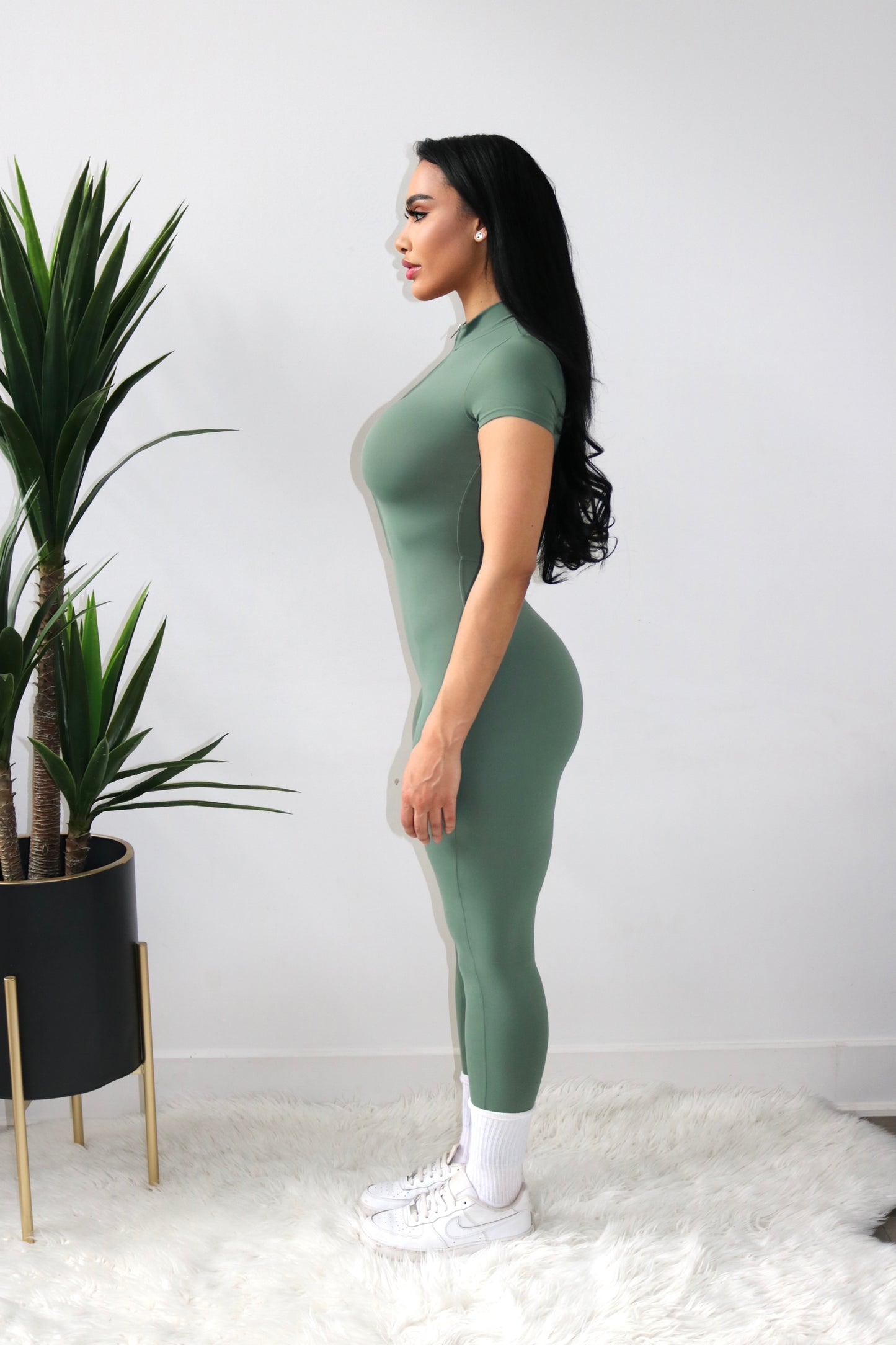 Second Skin short sleeve jumpsuit | Pastel Green