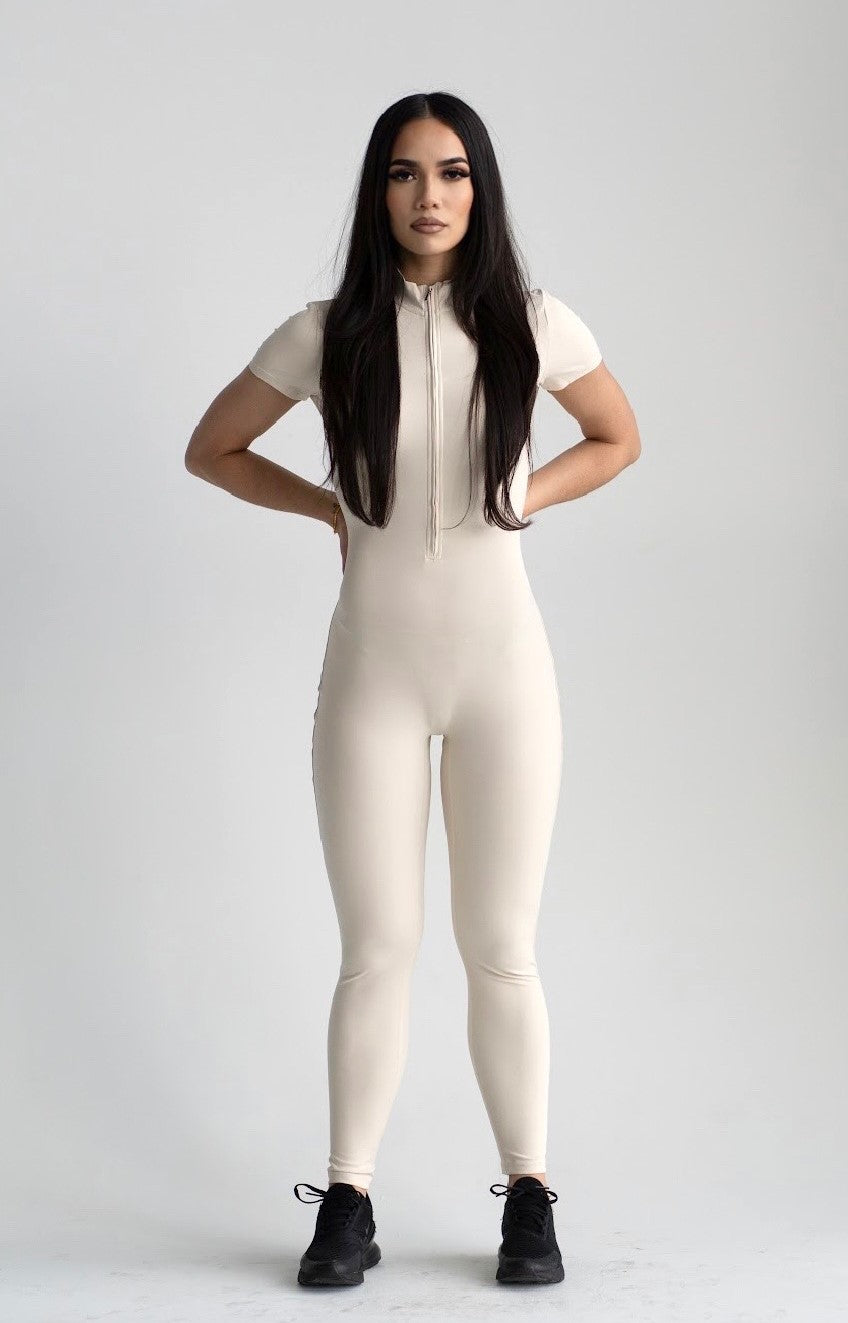 Second Skin | Vanilla Short Sleeve Jumpsuit